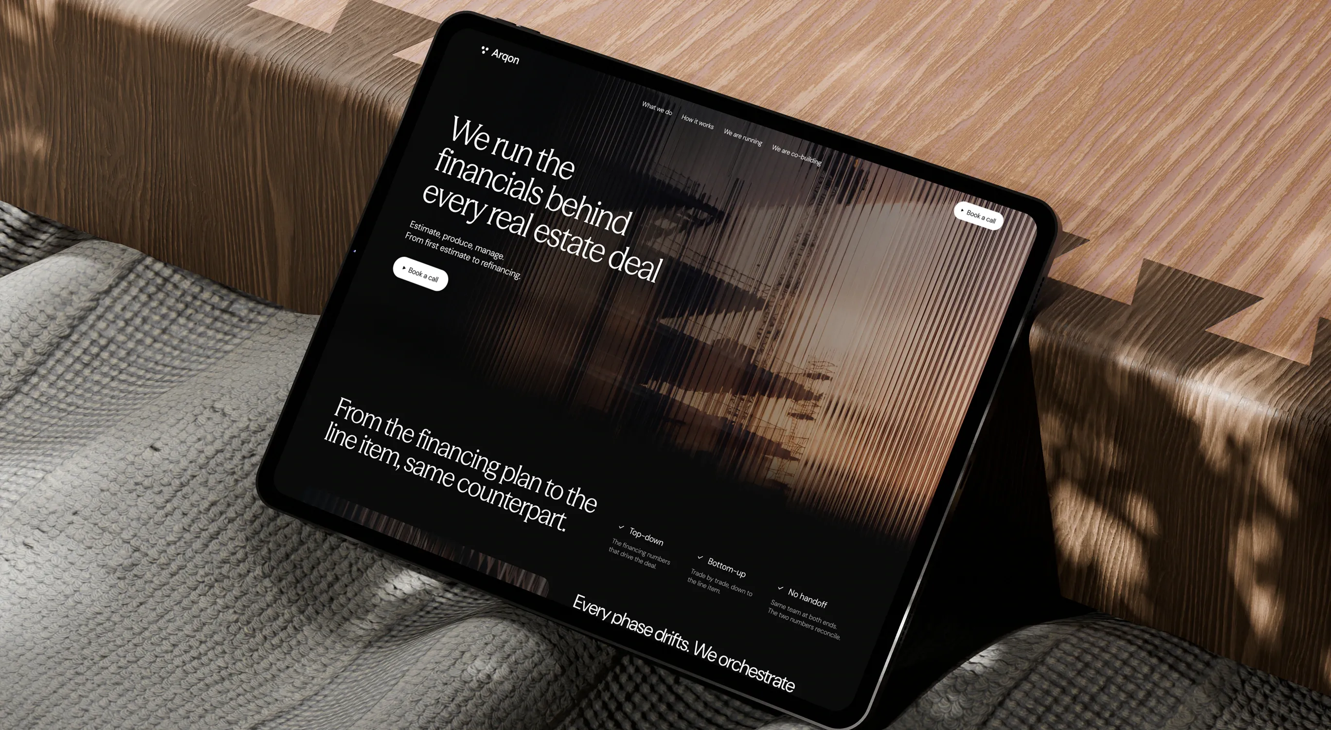 Arqon website on a tablet